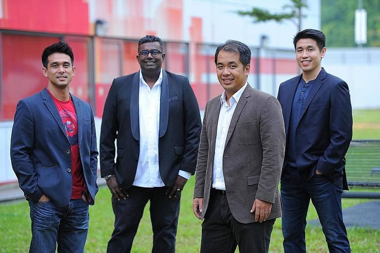 Pealo co-founders (from left): Mr Tan, Mr Somosundram, Mr Ong and Mr Karoonyavanich. The start-up's customers get a dashboard which allows them to feel the pulse of their business, like the number of marketing campaigns and source of capital.