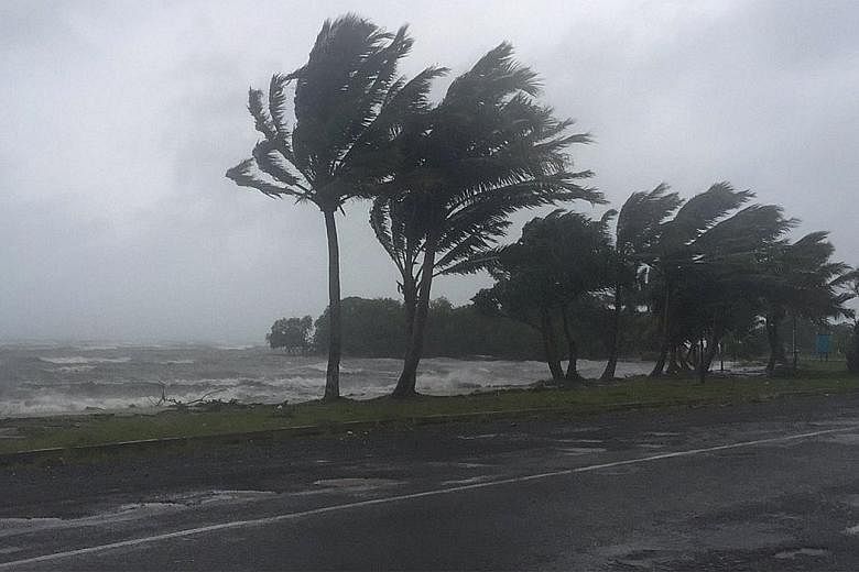 Tropical cyclone Winston bearing down on Fiji yesterday. The storm hit the nation's main island of Viti Levu overnight, with flights cancelled and evacuation centres activated earlier in the day.