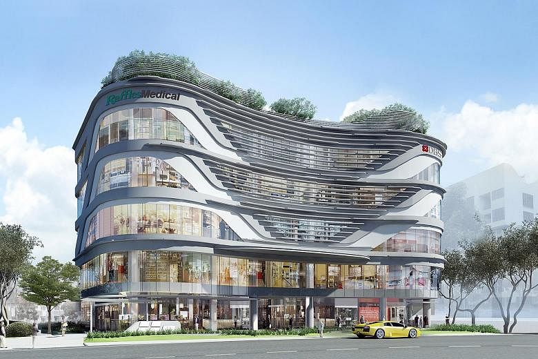 An artist's impression of Raffles Holland V, on track to be finished in the first quarter. Raffles Medical says the planned completion of projects such as Raffles Holland V, as well as its expansion to regional markets, will position the group well f