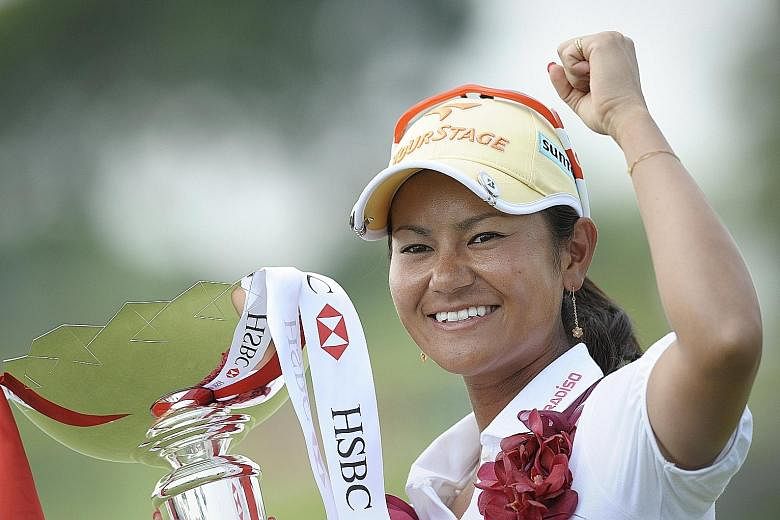 A joyous Ai Miyazato after clinching the HSBC Women's Champions at Tanah Merah, one of her five titles for 2010, when she topped the world rankings. She is now languishing at No. 159th but is delighted with the sponsor's exemption for another shot at