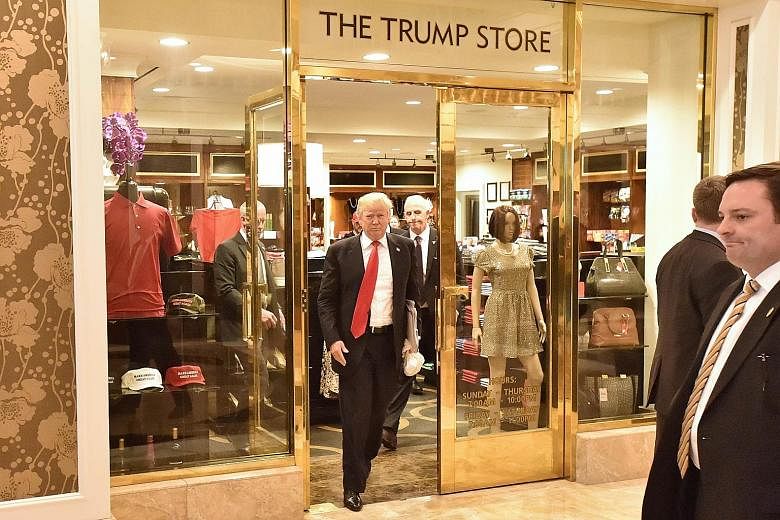 Mr Donald Trump leaving The Trump Store in the Trump International Hotel in Las Vegas on Tuesday. The Nevada caucus was the first contest for the Republicans in the US west.