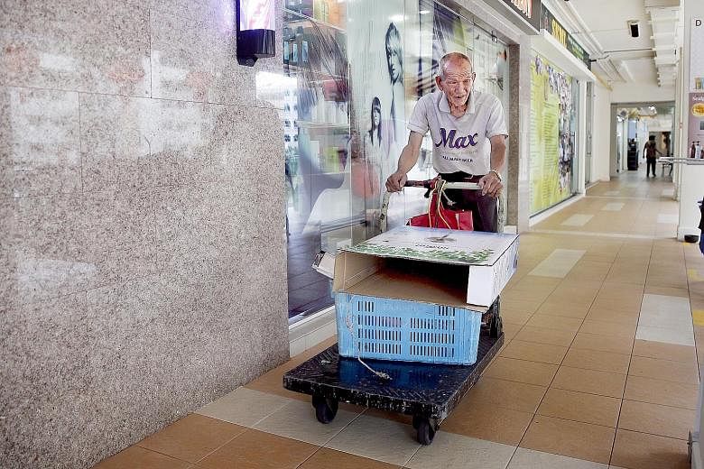 Mr Lee makes his runs at the blocks in Telok Blangah three or four times a week, collecting discarded items, which earn him up to $100 a month.