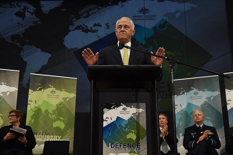 Prime Minister Malcolm Turnbull speaking during the presentation of the Defence White Paper at the Australian Defence Force Academy in Canberra last Thursday.