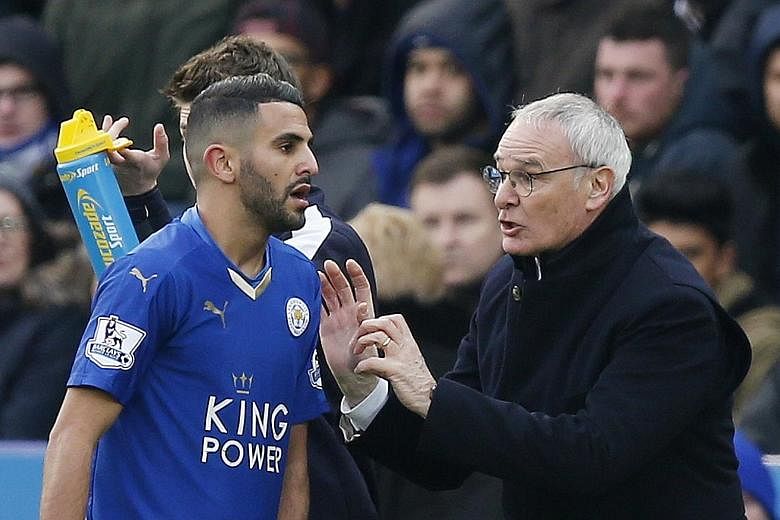 Leicester City manager Claudio Ranieri giving instructions to winger Riyad Mahrez during their win over Norwich. The Italian is prepared to throw caution to the wind in order to find tactical solutions for victory, as his side sit two points clear of