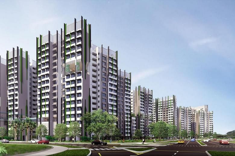 An artist's impression of Alkaff Oasis in Bidadari estate. The project saw more than 3,000 applicants going after 236 five-room and multi-generation flats as of 5pm yesterday - the last day of the launch.