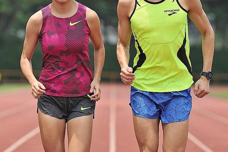 Top marathoners Mok Ying Ren (left) and Soh Rui Yong are pencilled in for the World Half Marathon Championships but Mok said that a short recovery time after a marathon this weekend might prevent him from competing.
