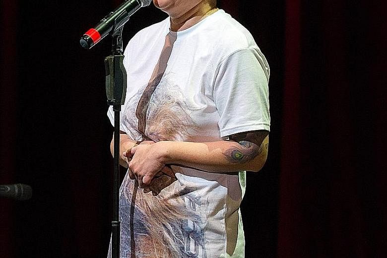 Margaret Cho (above) in her stand-up routine in Singapore.