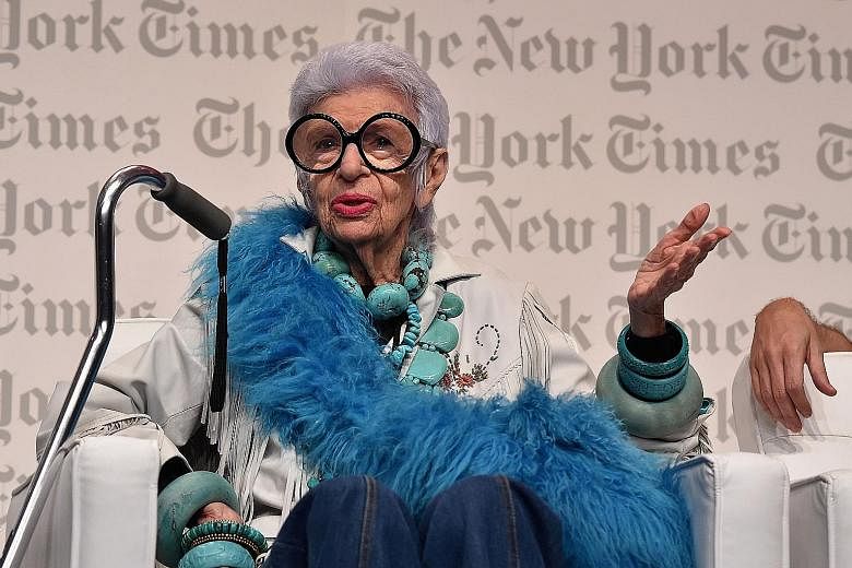 Interior designer Iris Apfel has been a fixture at Paris fashion shows for almost 50 years.