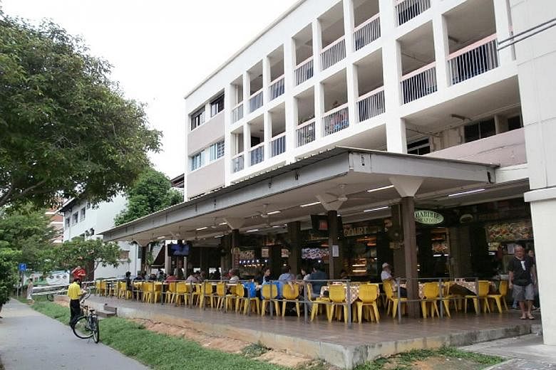 The foodcourt in Tampines (left) has space for about 10 stalls and, currently, there is an outdoor refreshment area, as well as living quarters. The total area is about 3,800 sq ft. The one in Midpoint Orchard (above) has a strata floor area of 2,648