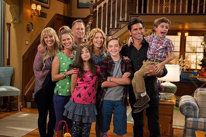 Sitcom Fuller House (above) debuted on streaming service Netflix last month. It is a continuation of Full House, which ran from 1987 to 1995.