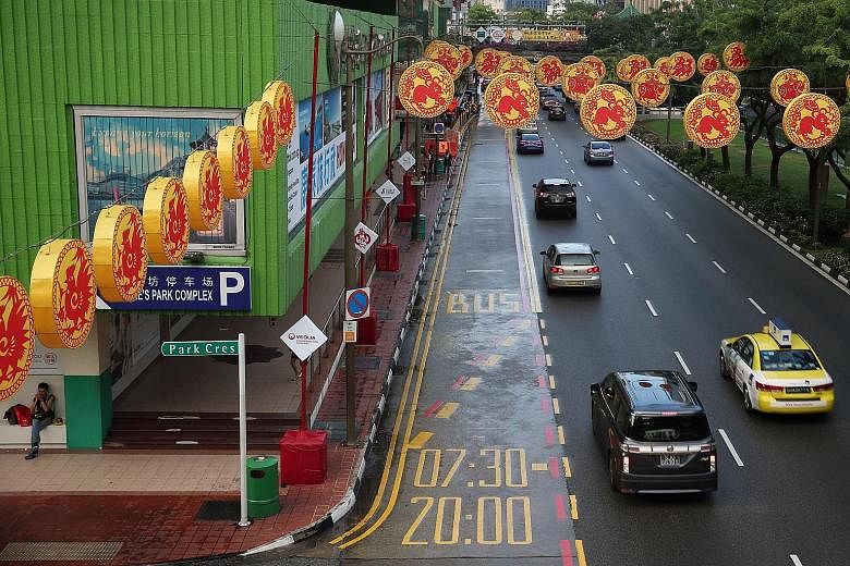 From March 21, full-day bus lanes, like this one located in Eu Tong Sen Street, will be in operation till 11pm.