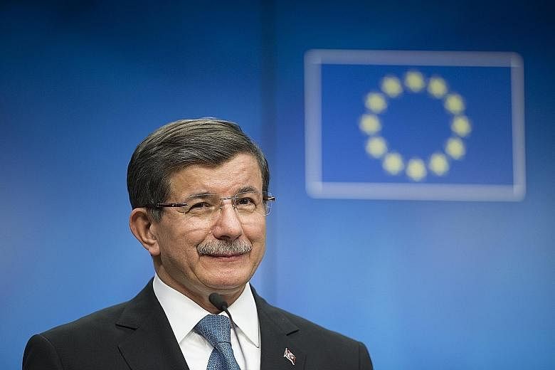 In return for taking in illegal migrants who land on Greek islands, Mr Davutoglu wants an extra three billion euros (S$4.6 billion) in aid and visa-free travel for Turks to the bloc by June.