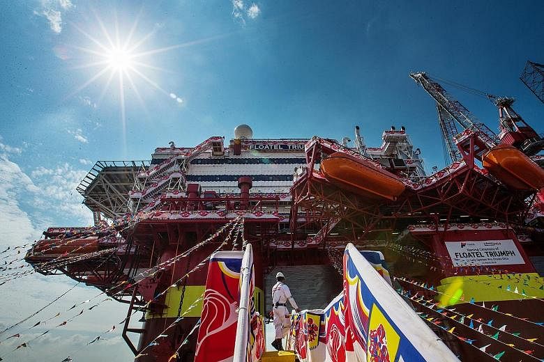 Floatel International's new vessel, named Floatel Triumph yesterday, will be delivered by Keppel Fels "on time, on budget and with a perfect safety record", said Keppel Offshore and Marine managing director Wong Kok Seng.