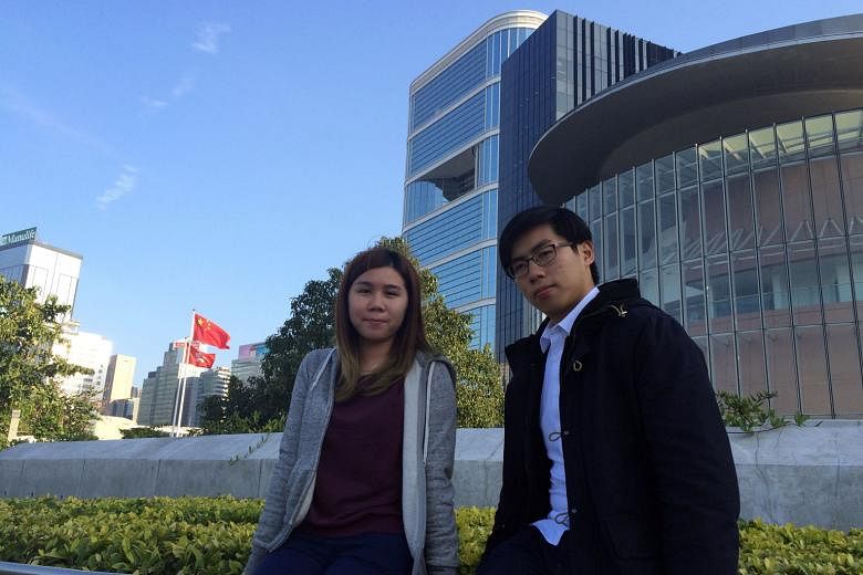 Chinese University of Hong Kong student union president Chow Shue Fung (right), 19, and undergraduate Jocelyn Wong, 20, who is part of Mr Chow's team. Localist activists like Mr Chow now appear to be on the rise in the city, advocating greater autonomy - 