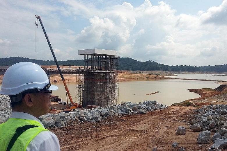 A view of the new Sungai Seluyut dam near Kota Tinggi, which is part of the water supply project. The project will be completed in two months and it comes amid concern in Johor about the state's high water consumption.