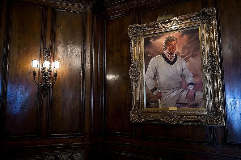 From far left: Mr Donald Trump's long-time butler Anthony Senecal, the Mar-a-Lago estate and the card room. Below: a portrait of Mr Trump in the bar. The living room of Mr Donald Trump's Mar-a-Lago estate.