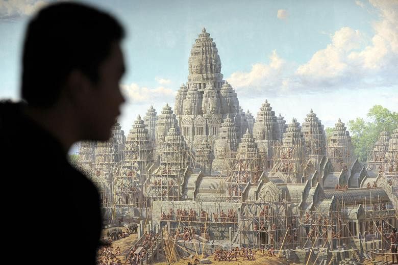 A painting at the Angkor Panorama Museum in Siem Reap province. The museum, built by North Korea and costing $33 million, is the latest in a growing portfolio by the North's state-owned Mansudae Art Studio - which churns out propaganda pieces - overseas. 