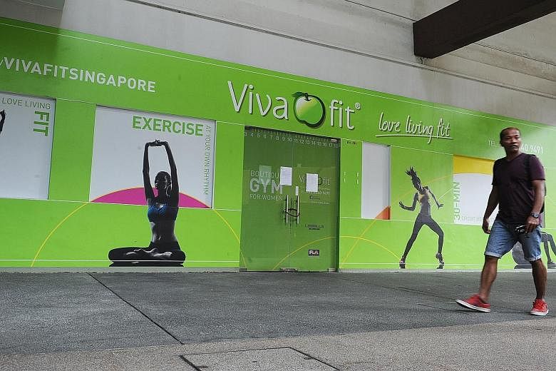 Vivafit closed its branches in Marine Parade (left), Tanjong Pagar and Raffles Place last Saturday. The Clementi branch was closed last month. However, two franchise branches in Bukit Merah Central and Beach Road are still open.