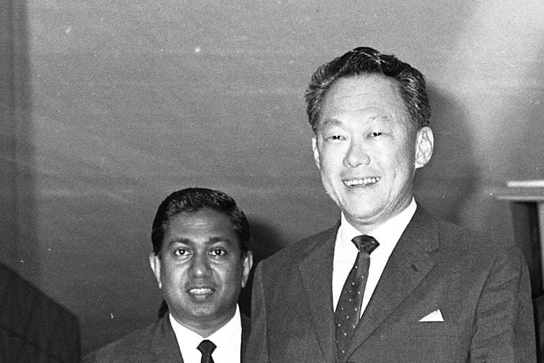 Mr Nathan with Prime Minister Lee in January 1971. Many members of the public who turned up to pay their last respects when the cortege of Mr Lee Kuan Yew passed through Bukit Merah last year were overcome with emotion. 