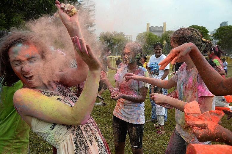 Nearly 400kg of coloured powder, made of cornflour, was imported from India for Holi Mela 2016, which is known as the Hindu festival of colours. Yesterday's event in Tanjong Rhu drew 3,000 participants.