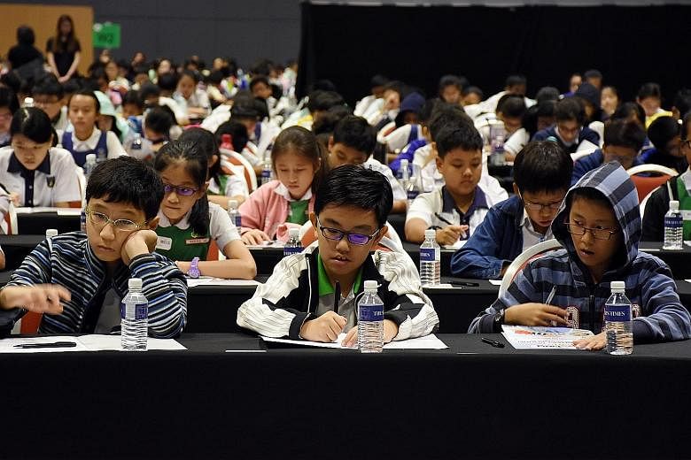 More than 1,800 pupils from across the island gathered at the Suntec Singapore Convention & Exhibition Centre yesterday for the biggest Big Spell ever. Filling exhibition halls the size of about eight basketball courts, the participants in the prelim