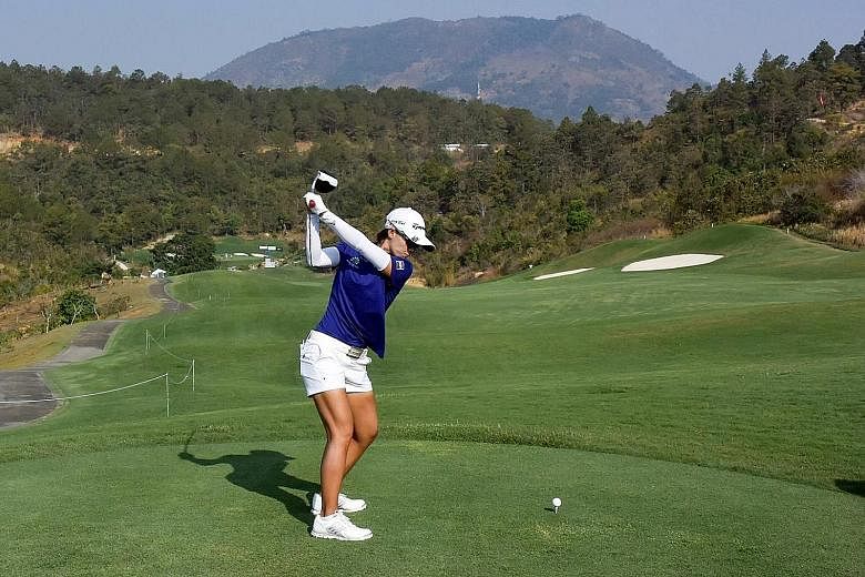 Singapore's Koh Sock Hwee during the second round of The Dalat at 1200 Ladies Championship yesterday. She is the first Singaporean to play on the Korean LPGA Tour.