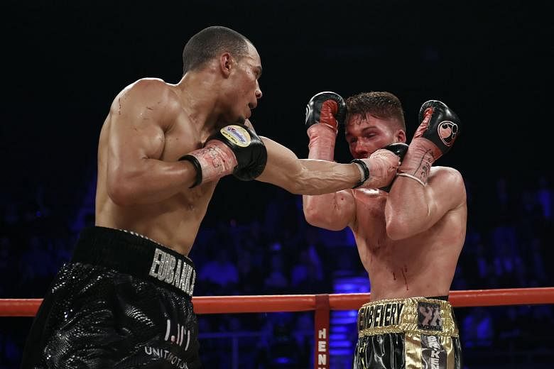 Nick Blackwell (right) collapsed and is in an induced coma after his loss to Chris Eubank Jr (left) at Wembley Arena on Saturday. 