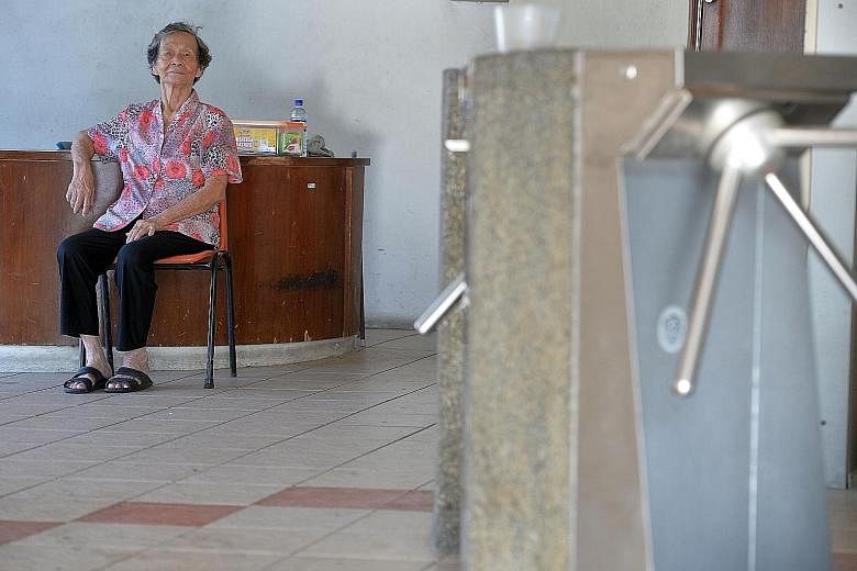 Madam Jung lives and works at Rochor Centre. But her days of earning $60 daily are over as fewer people visit the complex - she takes home just $6 a day now.