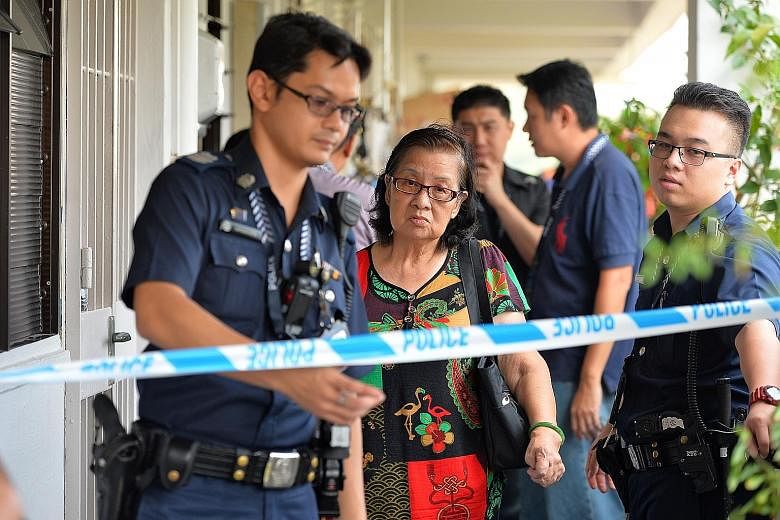 Madam Chua Tian Choo (left), the suspect's mother, said the incident left her feeling dizzy, but insisted her son never harmed or threatened her.