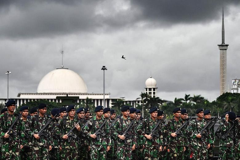Indonesian troops at an event in Jakarta last month. Since being elected in 2014, President Joko has deployed the military to assist in implementing government projects across more than 500 regencies and cities.