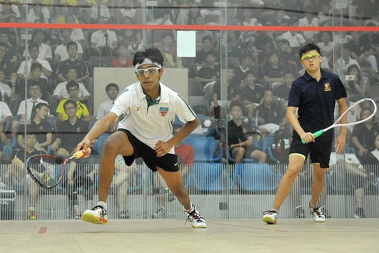 Rutvik Rau Bairavarasu sealed overall victory for RI when he beat ACS(I)'s Kieren Tan 3-0 in the fourth match of the B Division squash final. Rutvik and Anders Ong were both also in last year's winning team.