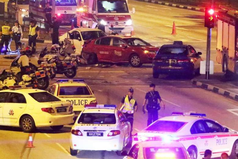 7 injured in multivehicle accident, including police car, at Bedok