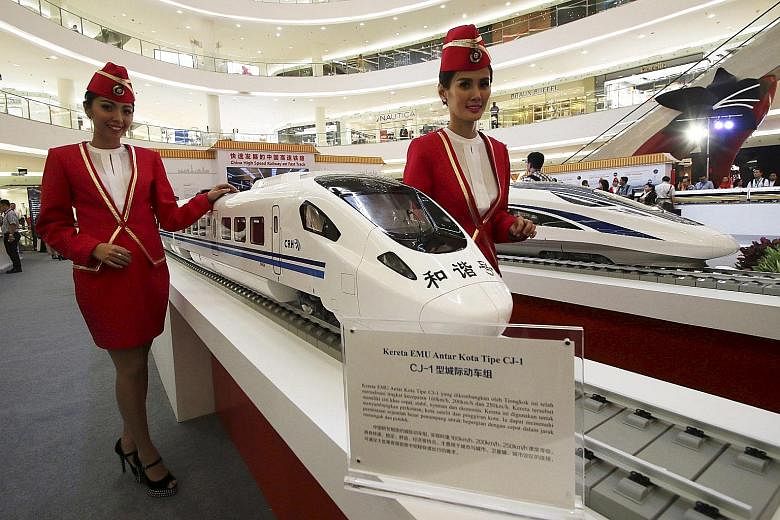 A model of a China High Speed Railway train on display at an exhibition in Jakarta last August. The rail sector is emerging as a crucial element in China's push to become a major economic player in Malaysia.