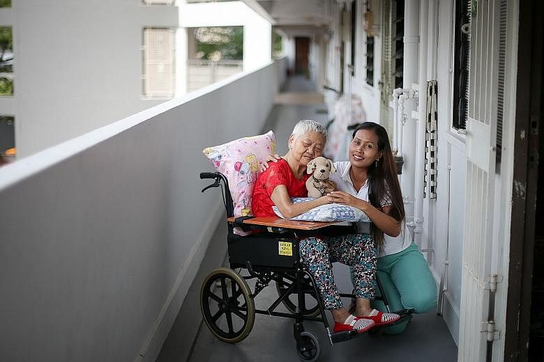 Ms Rusmini now knows the correct way to transfer Madam Lee from the bed to the chair and how to give her a shower and dress her, after attending a four-day training course on caring for the elderly that is administered by the Agency for Integrated Ca