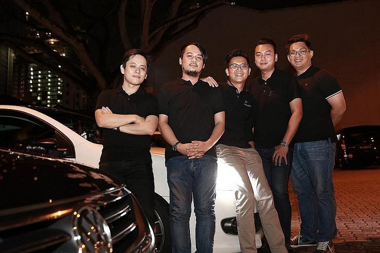 The Jocky team is made up of (from far left): head of design Roy Ho, 32; chief technical officer Adrian Tee, 33; CEO Bernard Lim, 31; head of partnerships Louis Kok, 29; and head of operations Tommy Tan, 30. The start-up has created a mobile app for 