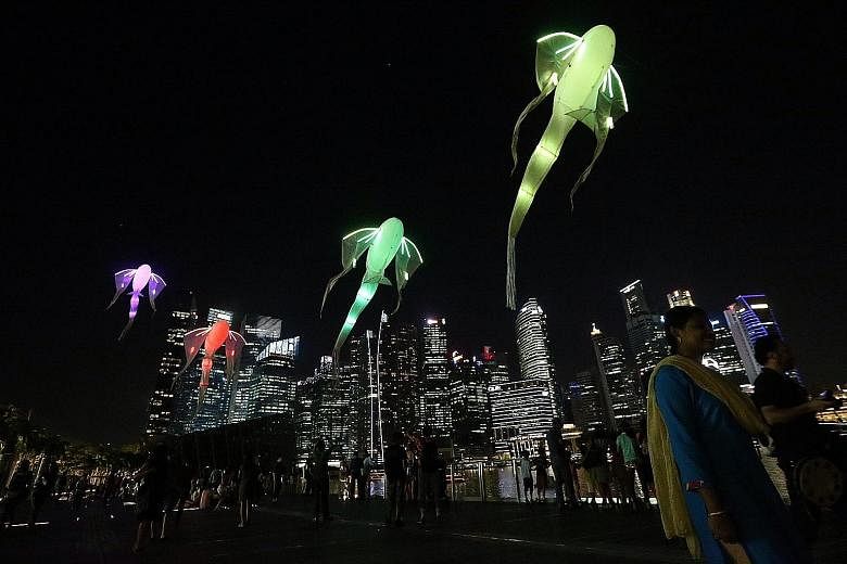 The opening weekend of Voilah!, the annual French arts and culture festival, kicked off in Singapore yesterday with the Lumineoles Ballet. The show, originally commissioned for the Lyon Festival of Lights, features brightly illuminated coloured kites