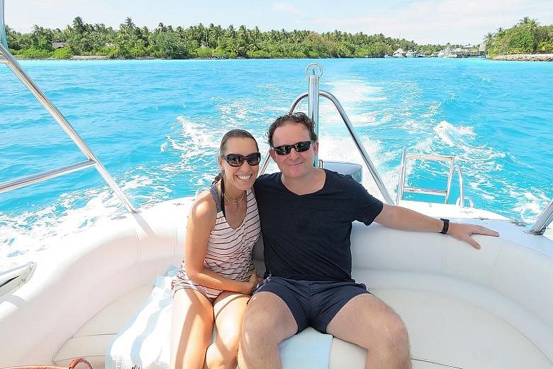 Mr and Mrs James Lohan on holiday in the Maldives.