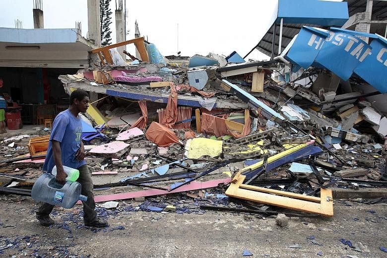 Buildings in Pedernales town, Ecuador, collapsed during the 7.8-magnitude earthquake, which hit the South American country late on Saturday. Vice-President Jorge Glas yesterday said the death toll would likely rise in the "worst seismic movement we h