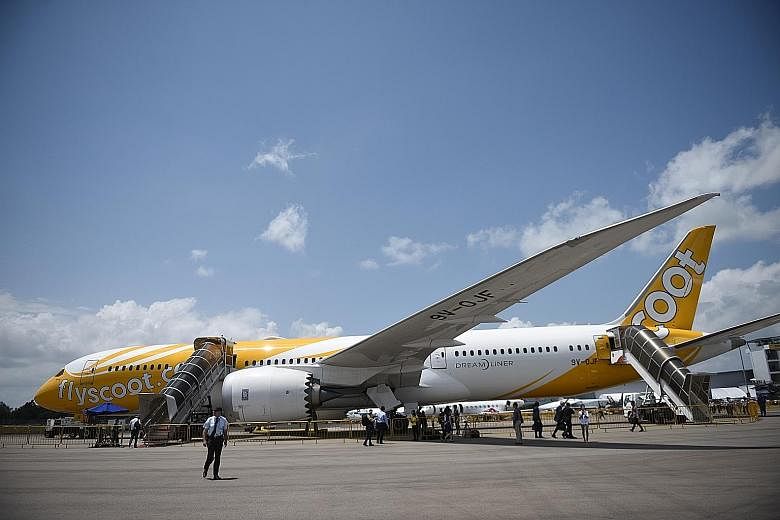 One of Scoot's Boeing 787 Dreamliners at the Singapore Airshow in February. The SIA subsidiary will use Dreamliners for all its flights to India. To mark the launch of its services, Scoot is offering promotion fares starting from $99 for economy clas
