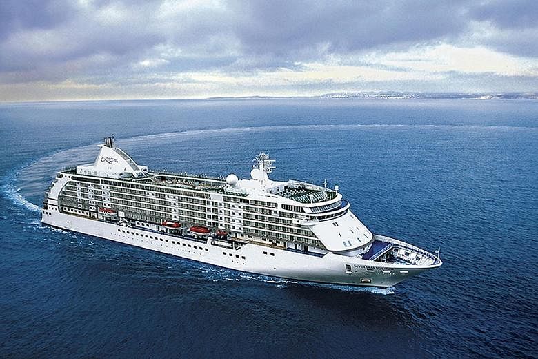 Indulgence is the selling point on ships like the Seven Seas Voyager (above) with its pool deck (top, right) and penthouse suite (bottom, right).