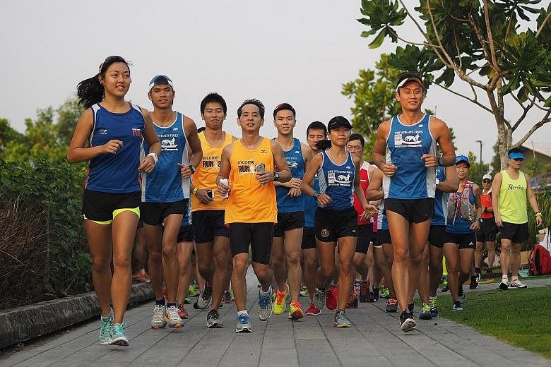 More than 50 runners rose bright and early yesterday to take part in the second training run ahead of The Straits Times Run in the City 2016 on May 22. Participants who signed up for the 18.45km route were taken on a 12km run along the Punggol Serang