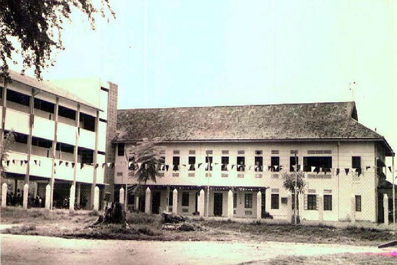 The school at its Boundary Road campus back in the 1930s. It became a fully girls' school in 1961, and moved to its current location in Lorong Ah Soo in 1986.