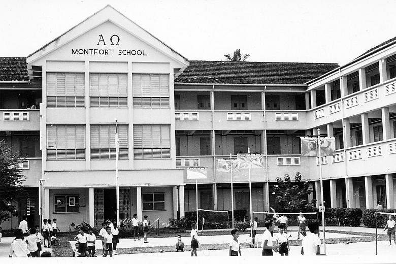 Montfort School in the early 1970s, before it split into the present Montfort Junior School and Montfort Secondary School in 1974.