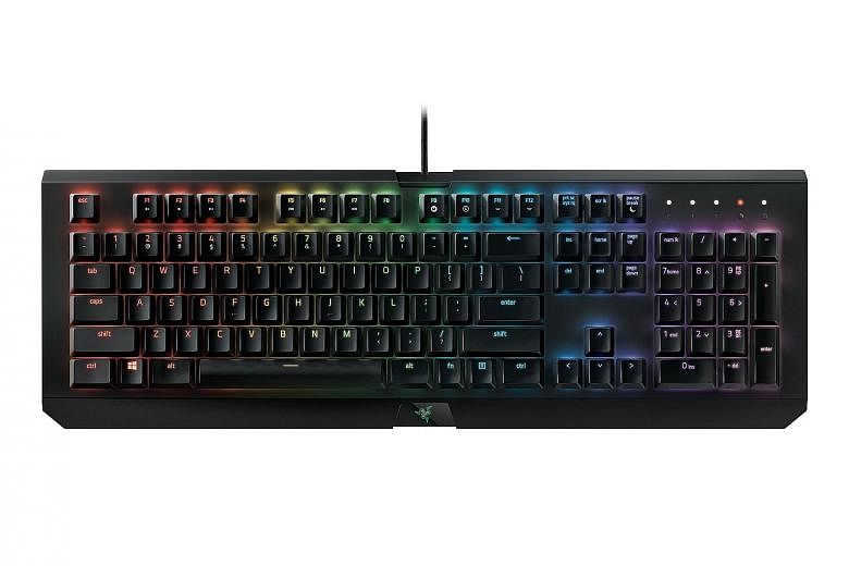 Compared to the Ultimate, the Razer BlackWidow X Chroma (above) keyboard switches provide sharper tactile feedback, and its exposed chassis feels more sturdy.