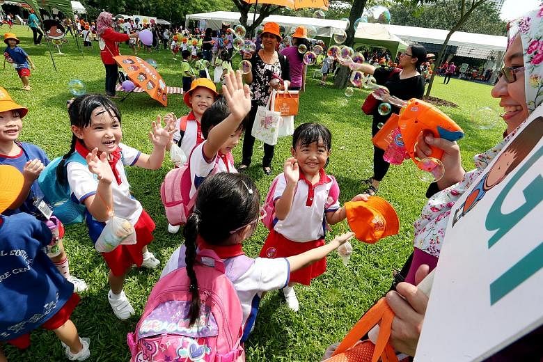 This year's Start Small Dream Big initiative, where pre-schoolers will work with their centres and parents on community projects, was launched at Bishan-Ang Mo Kio Park yesterday.