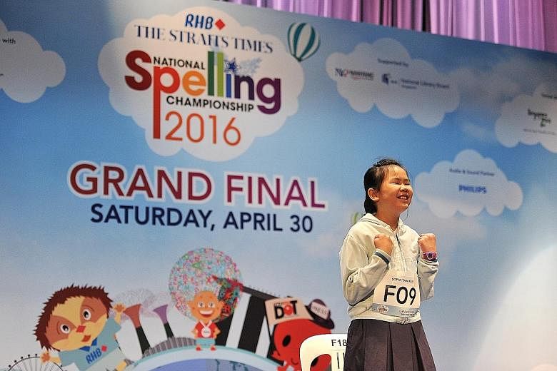 Sophi was unplaced in the South Zone round two weeks ago, but made it to the finals. Ho Wing Yip, 11, from Catholic High School (Primary), was second and Aloysius Khoo, 12, from St Joseph's Institution Junior, was third.
