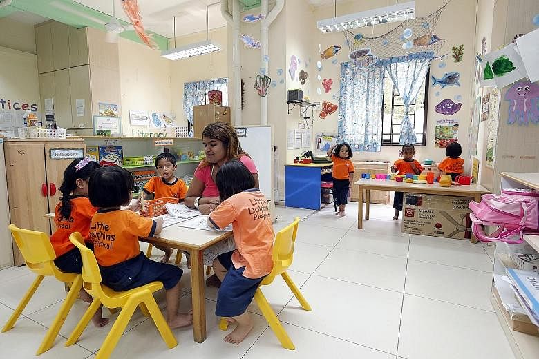 Children at the Little Dolphins Playskool in Clementi. It is run by the United Indian Muslim Association charity and caters to children of all races and religions.