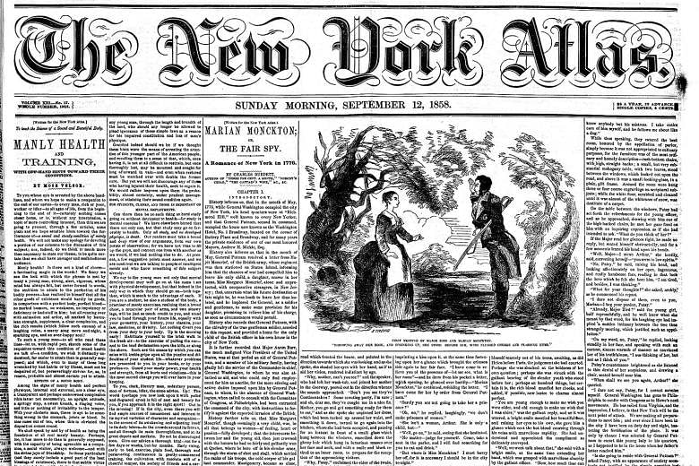 The Sept 12, 1858, issue of the New York Atlas featuring the first instalment of Walt Whitman's Manly Health And Training.