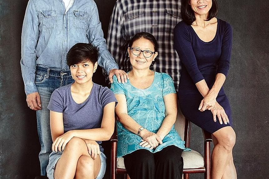 The cast of Falling: (from top left, clockwise) Adrian Pang, Andrew Marko, Tan Kheng Hua, Neo Swee Lin, Fiona Lim.