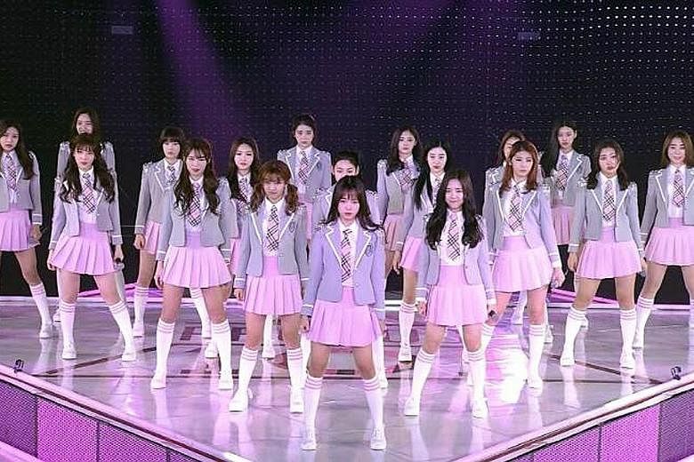 K-pop hopefuls in Produce 101 vying for a spot in girl group I.O.I.